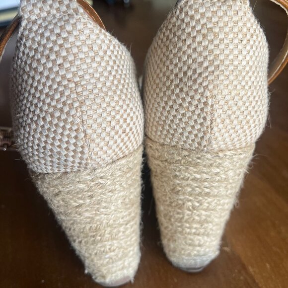 Torrid Cream Ivory Lace Espadrille Wedge Heels Size 8W Ankle Strap 4.5" Platform - Picture 8 of 11
